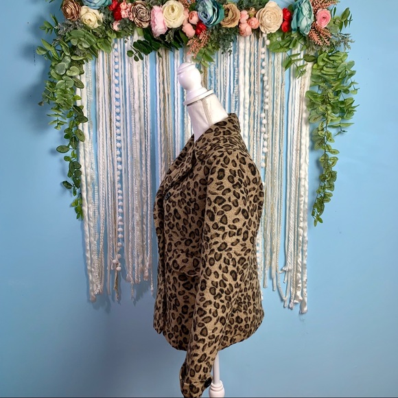 Anthropologie Pins+Needles Leopard Pea Coat Large - Picture 3 of 6